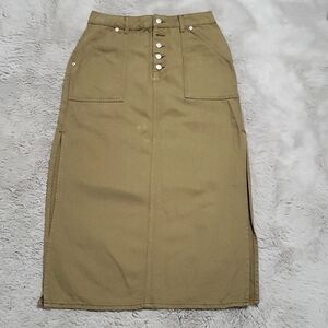 TOPSHOP olive green maxi skirt
